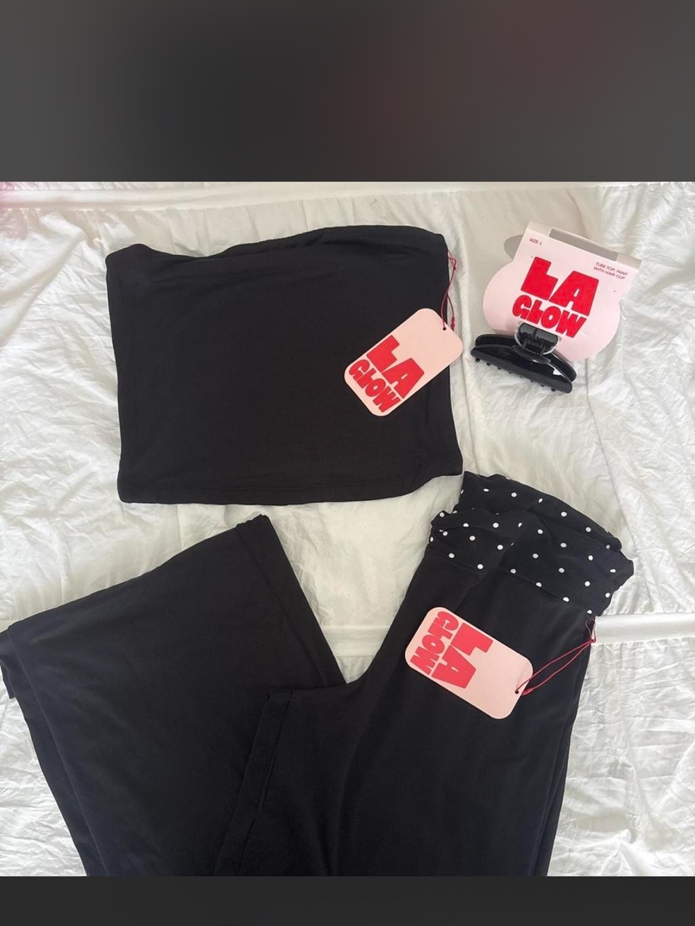 LA glow  Black Tube Top medium and Wide Leg Pants large